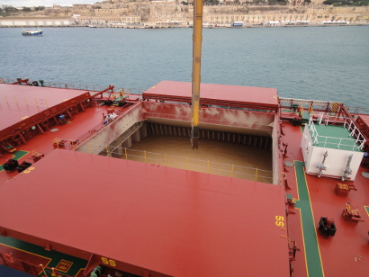 Open hold of the MV Androusa and vertical conveyance Open hold of the MV Androusa and vertical conveyance